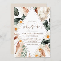 Pampas Grass Baby Shower Boho Eucalyptus Invitation