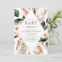 Pampas Grass Baby Shower Boho Eucalyptus Invitation