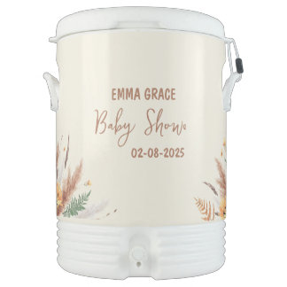 Pampas Grass Baby Shower Boho Spring Autum Fall Beverage Cooler