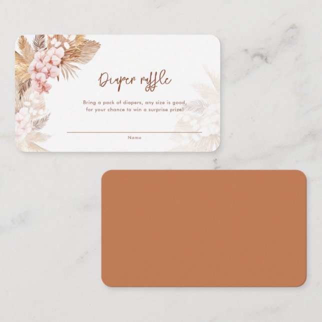 Pampas Grass Baby Shower Diaper Raffle Cards (Front/Back)