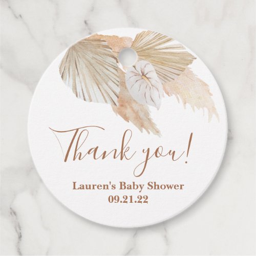 Pampas Grass Baby Shower Favor Tags