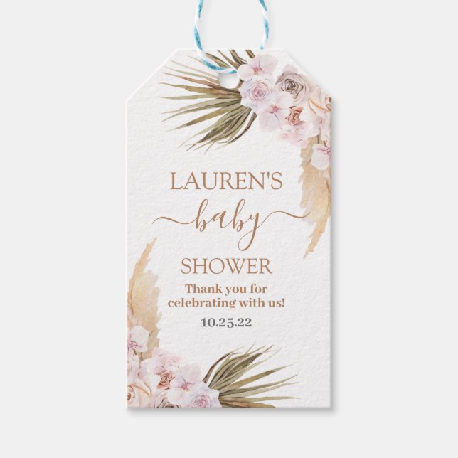 Pampas Grass baby shower gift tags (Front)