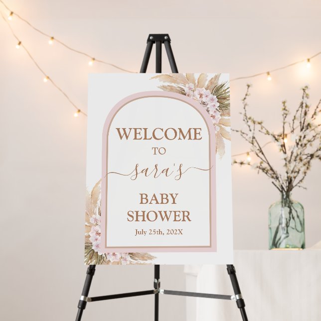 Pampas Grass Baby Shower Girl Welcome sign (In Situ (Stand))