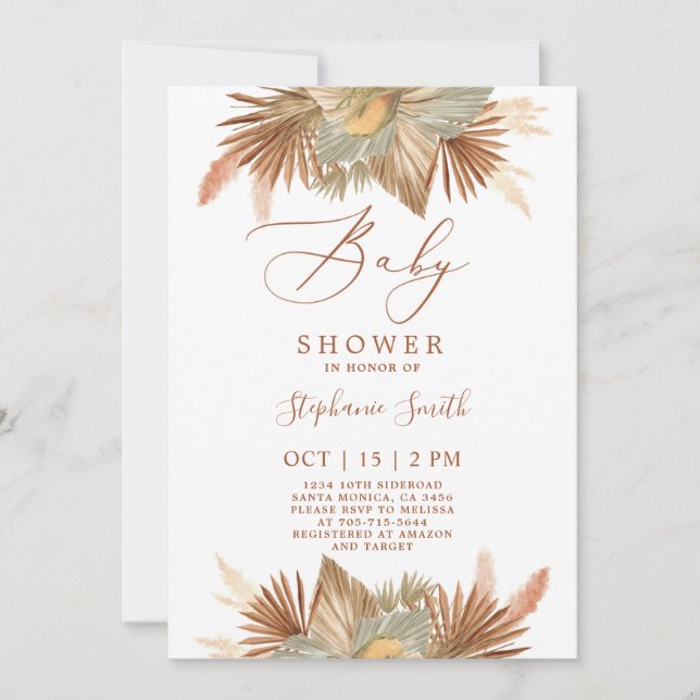 Pampas Grass Baby Shower Invitation (Front)