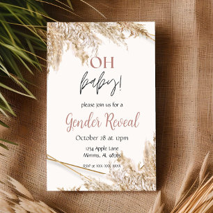 Pampas Grass Baby Shower Invitation   Neutral Boho