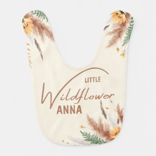 Pampas grass baby shower Little Wildflower newborn Baby Bib