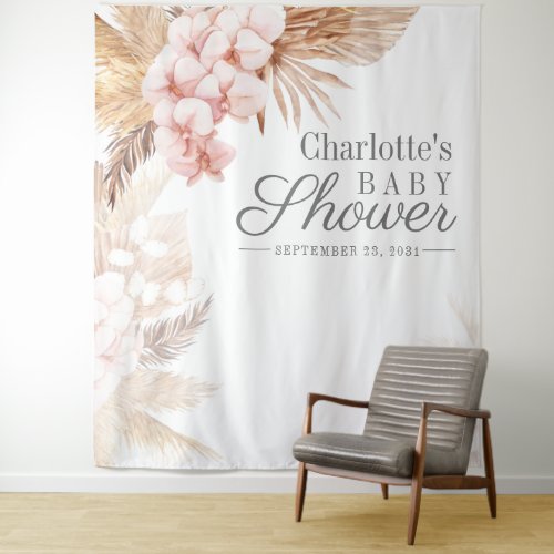 Pampas Grass Baby Shower Photo Booth Backdrop