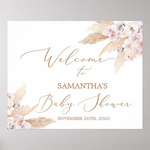 Pampas Grass Baby Shower Welcome sign