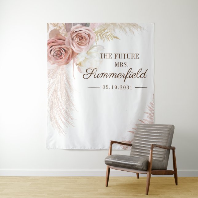 Pampas Grass Backdrop Terracotta Bridal Shower (In Situ)