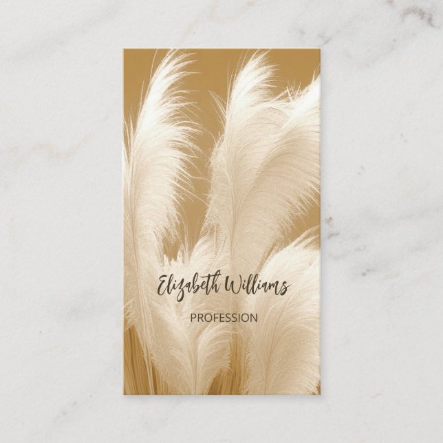 Pampas Grass Beige Sepia Photo | QR  Code Business Card (Front)