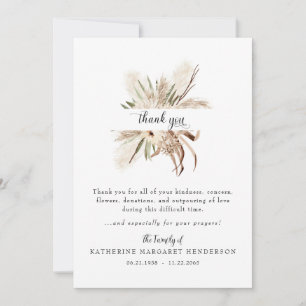 Pampas Grass Bereavement Funeral Thank You Card