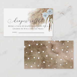 Pampas Grass Blue Baby Shower Diaper Raffle Ticket Enclosure Card