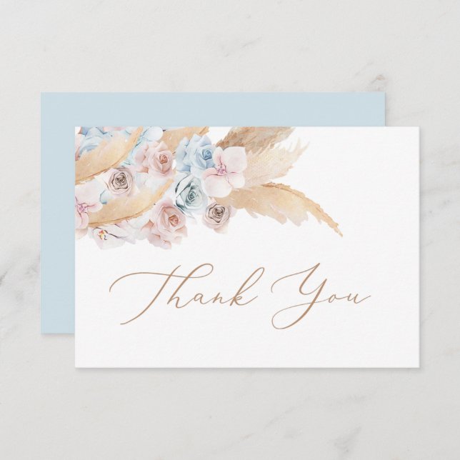 Pampas Grass blue desert thank you card (Front/Back)