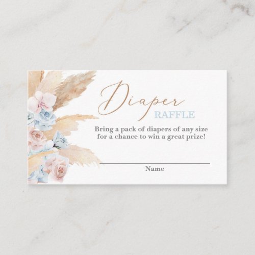 Pampas Grass blue Diaper Raffle Enclosure Card