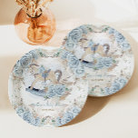Pampas Grass Blue Floral Rocking Horse Baby Shower Paper Plates<br><div class="desc">Personalize these whimsical matching paper plates easily and quickly, simply press the customize it button to further re-arrange and format the style and placement of the text.  Featuring a whimsical vintage wooden rocking horse, pretty blue roses and earthy tone pampas grass. Great for baby shower, new baby, birthday party and...</div>