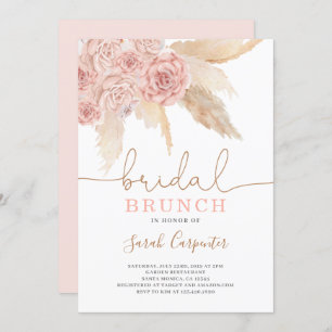 Pampas Grass blush Bridal Shower brunch invitation