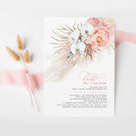 Pampas Grass Blush Pink Baby in Bloom Baby Shower Invitation