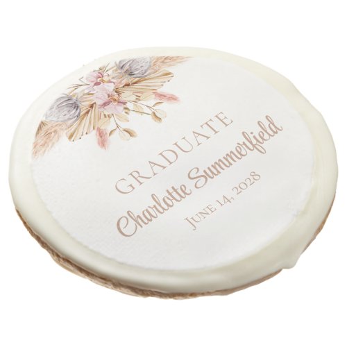 Pampas Grass Blush Pink Boho Floral Sugar Cookie