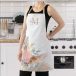 Pampas Grass Blush Pink Floral Monogram Apron<br><div class="desc">This stylish apron is decorated with watercolor pampas grass,  eucalyptus,  and dried florals.
Easily customizable with your monogram and name.
Because we create our artwork you won't find this exact image from other designers.
Original Watercolor © Michele Davies.</div>