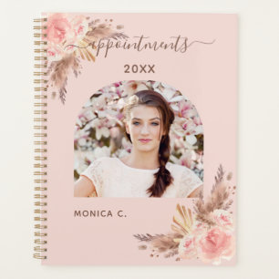 Pampas grass blush pink florals photo 2026 planner