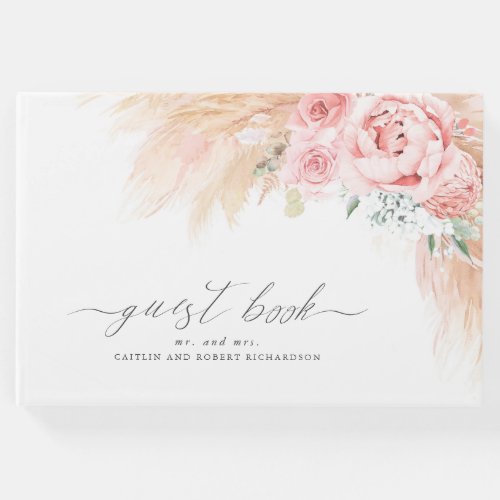 Pampas Grass Blush Pink Wedding Guest Book