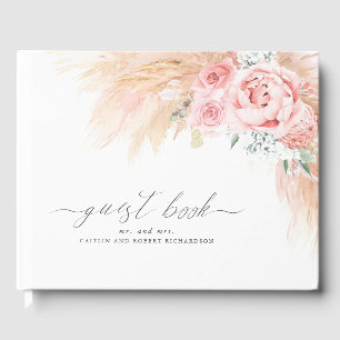 Pampas Grass Blush Pink Wedding Guest Book