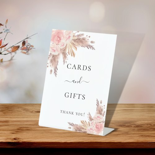 Pampas grass blush rose floral cards gifts sign