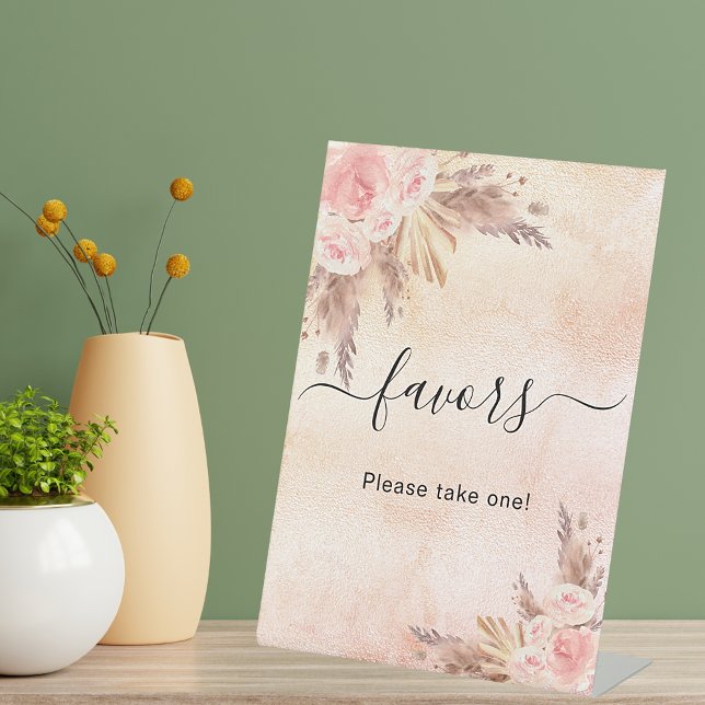 Pampas grass blush rose floral favors sign (Creator Uploaded)