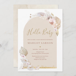 Pampas Grass Bohemian Arch Desert Baby Shower Invitation