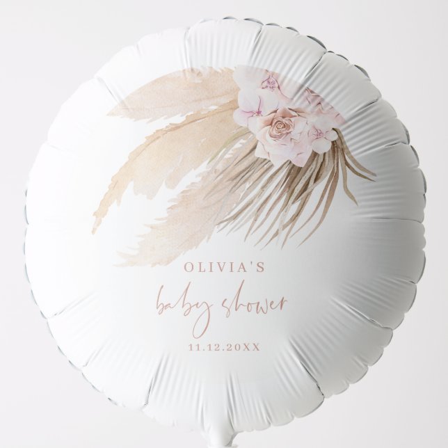 Pampas grass bohemian baby shower balloon (Front)