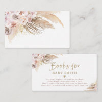 Pampas Grass Bohemian Baby Shower Bring A Book Enclosure Card