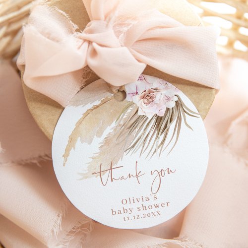 Pampas grass bohemian baby shower favor tags