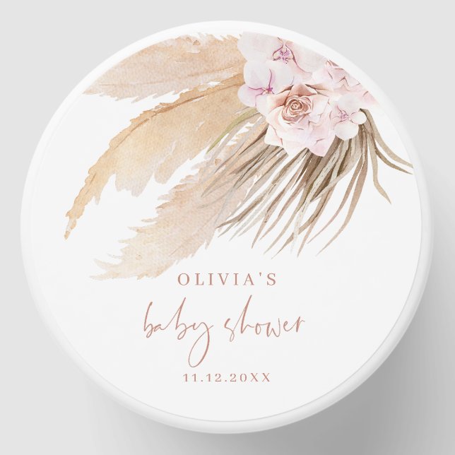 Pampas grass bohemian baby shower mini candle favors (Front)