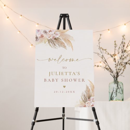 Pampas Grass Bohemian Baby Shower Welcome 