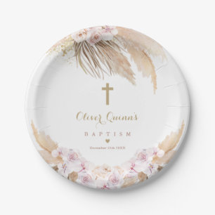 Pampas Grass Bohemian Baptism Boho Christening  Paper Plates