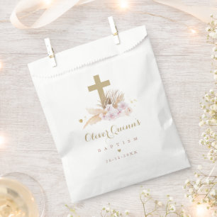 Pampas Grass Bohemian Baptism Personalized Favor Bag
