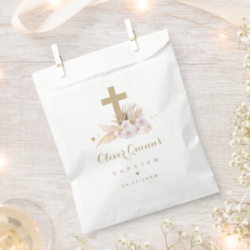 Pampas Grass Bohemian Baptism Personalized  Favor Bag