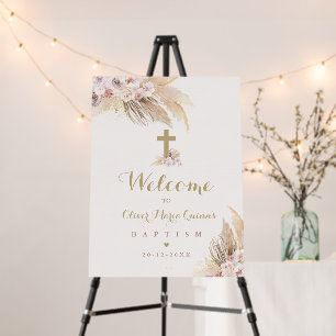 Pampas Grass Bohemian Baptism Personalized Welcome Foam Board