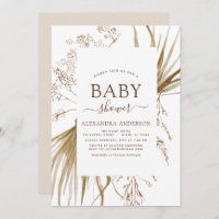 Pampas Grass Bohemian Boho  Baby Shower Invitation