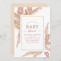 Pampas Grass Bohemian Boho  Baby Shower Invitation