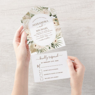 Pampas Grass Bohemian Boho Eucalyptus Wedding All  All In One Invitation