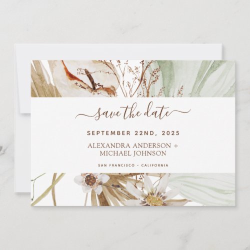 Pampas Grass Bohemian Boho Save the Date Invitatio Invitation