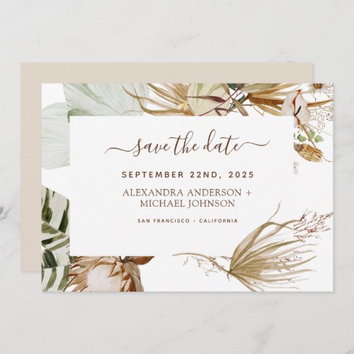 Pampas Grass Bohemian Boho Save the Date Invitation