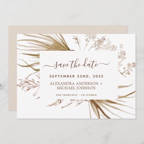 Pampas Grass Bohemian Boho Save the Date Invitation