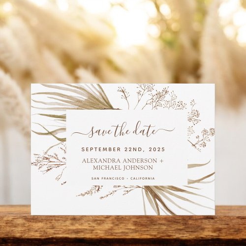 Pampas Grass Bohemian Boho Save the Date Invitation