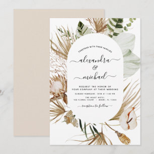 Pampas Grass Bohemian Boho Tropical Wedding Invita Invitation