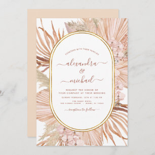 Pampas Grass Bohemian Boho Tropical Wedding Invitation