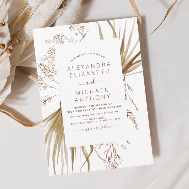 Pampas Grass Bohemian Boho Wedding Invitation (Creator Uploaded)