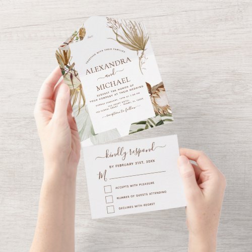 Pampas Grass Bohemian Boho Wedding Invitation