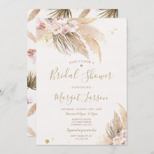 Pampas Grass Bohemian Desert Bridal Shower Invitation